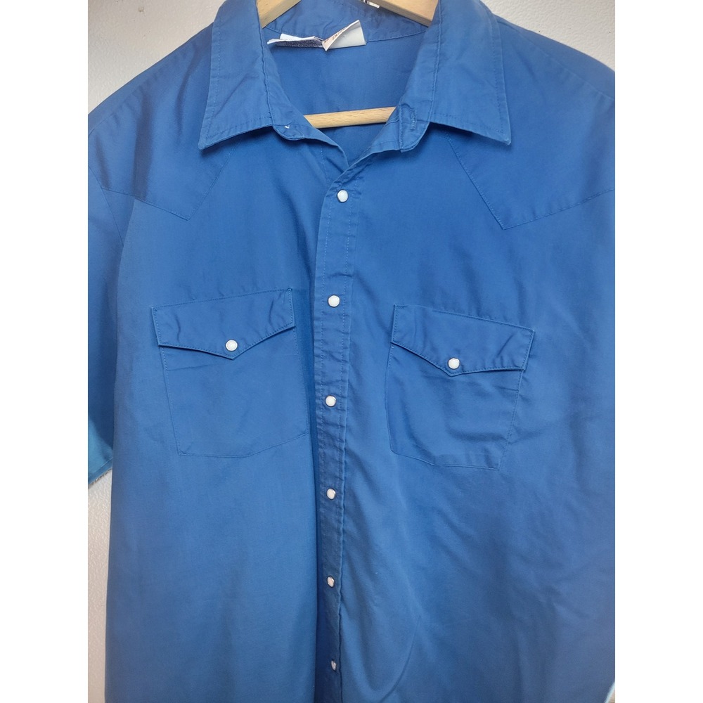 Western Frontier Shirt Mens 2XL‎ Blue Short Sleeve Western Style Button Up
